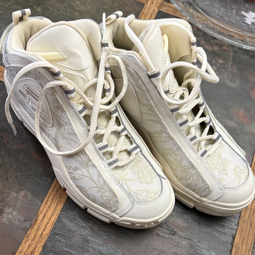 Fila Cream Patterned High-Tops